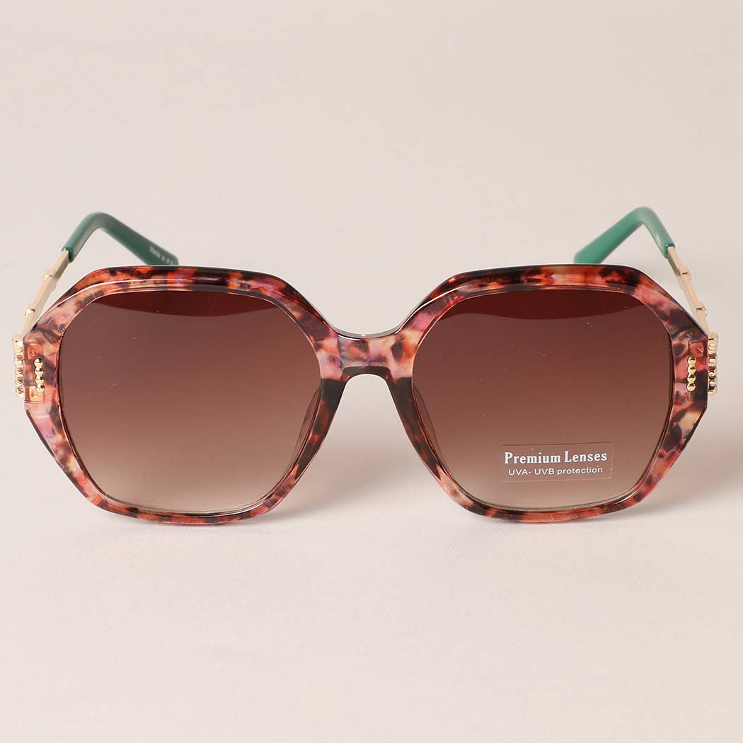 Hexagon Multi-Toned Large Lenses Sunglasses