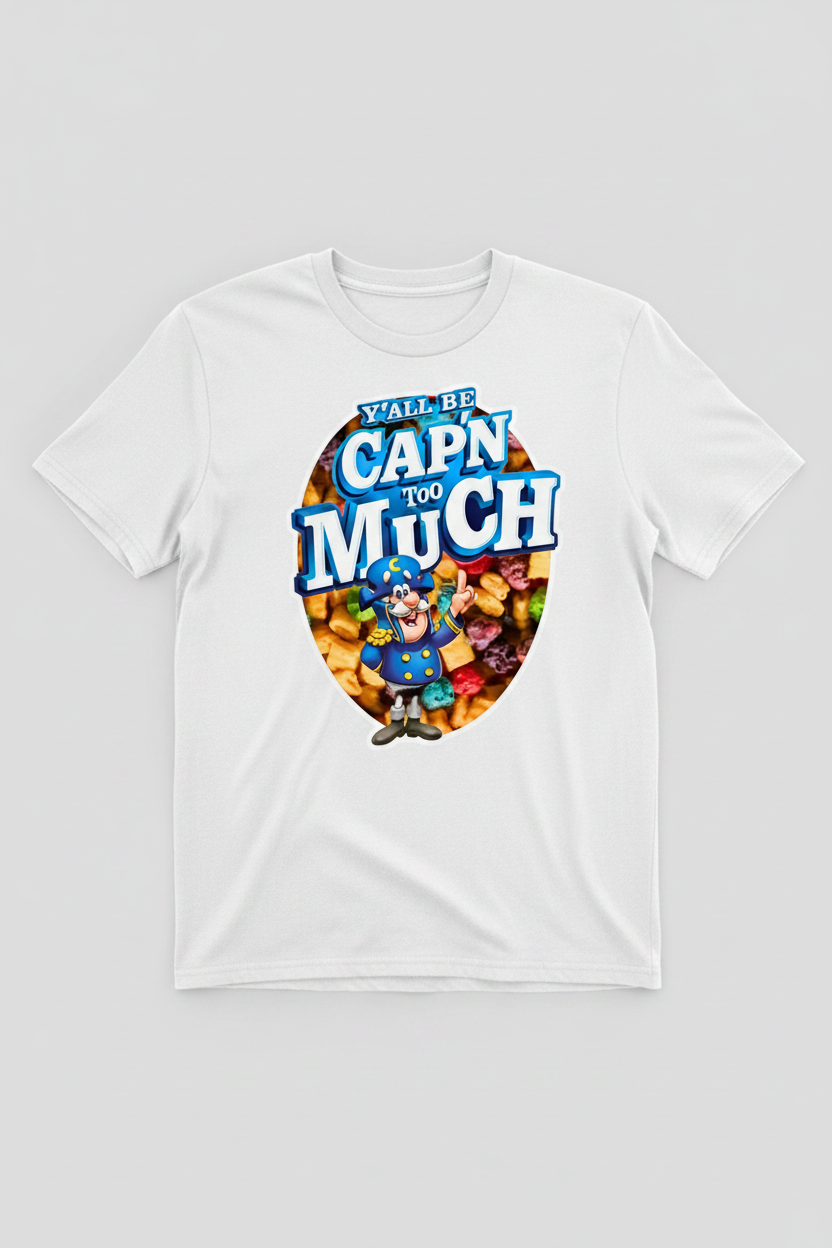 “Y’all Be Cap’N Too Much” White T-shirt