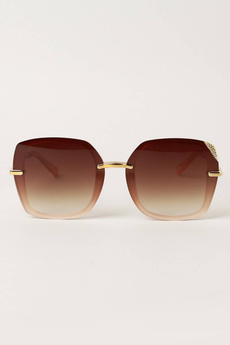 Women's Square Sunglasses with Rhinestone