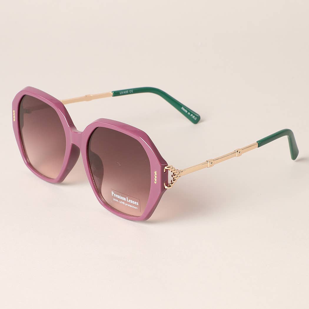 Hexagon Multi-Toned Large Lenses Sunglasses