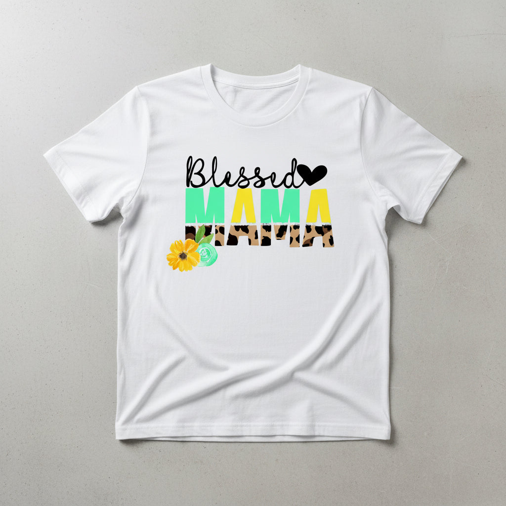 Women’s “Blessed MAMA” White Graphic Tee