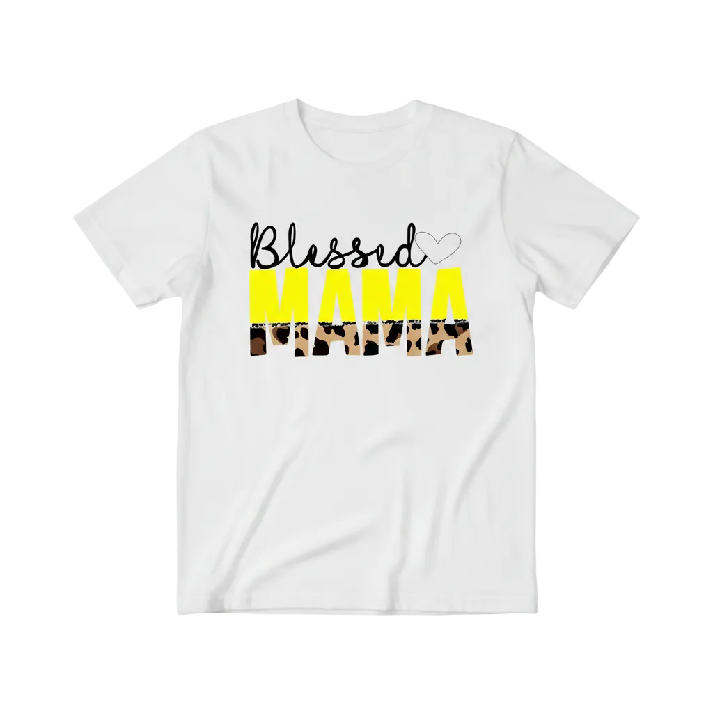 Women’s “Blessed Mama” White Graphic Tee
