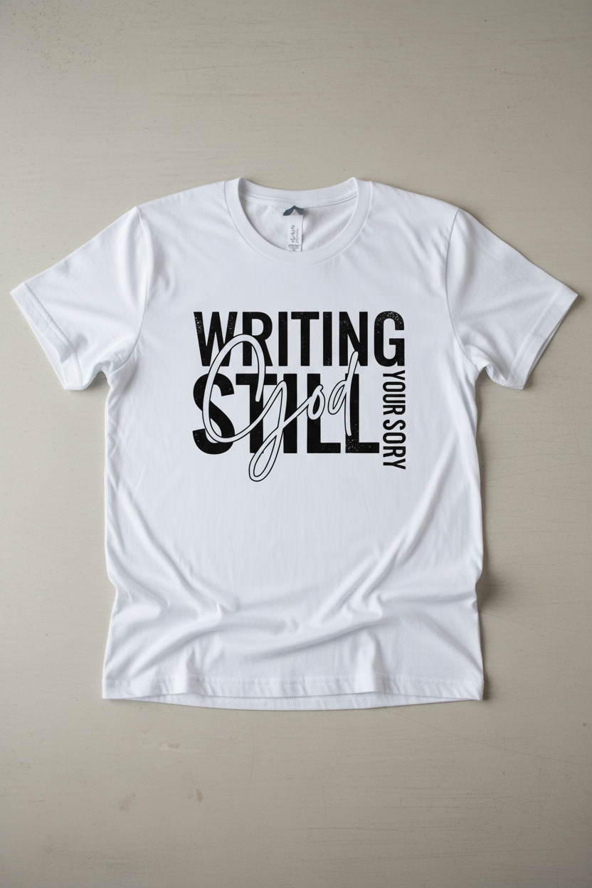 “God Is Still Writing Your Story” White Graphic Tee
