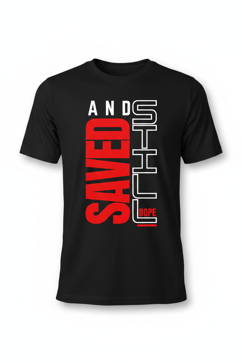“Saved And Still Dope” Blavk Graphic Tee
