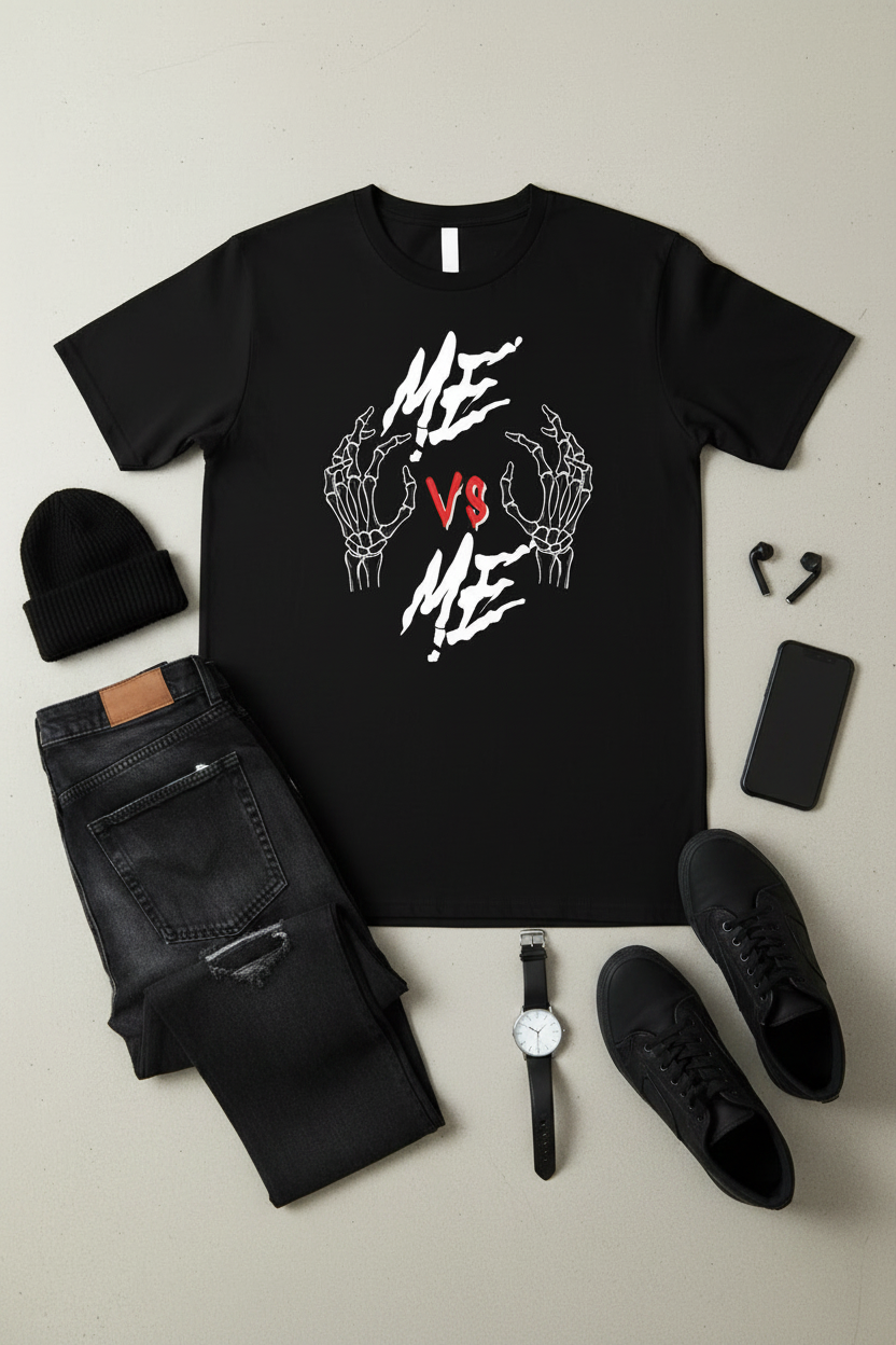 Men’s “Me vs Me” Blavk Graphic Tee