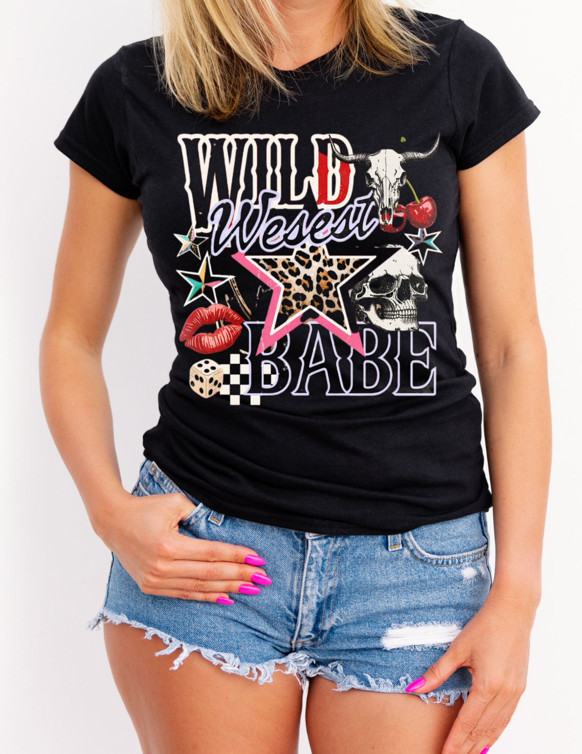Ladies Blavk “Wild Western BABE” Graphic Tee